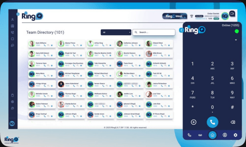 RingQ web dashboard with team directory and dialer